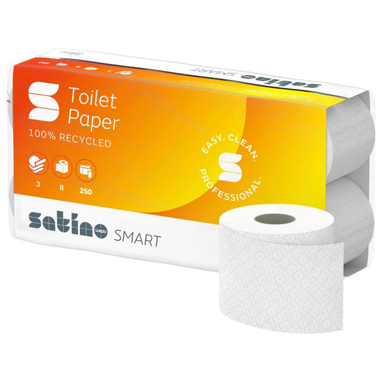 Satino toiletpapir -  28 m 2-lags hvid genbrug, 64 ruller