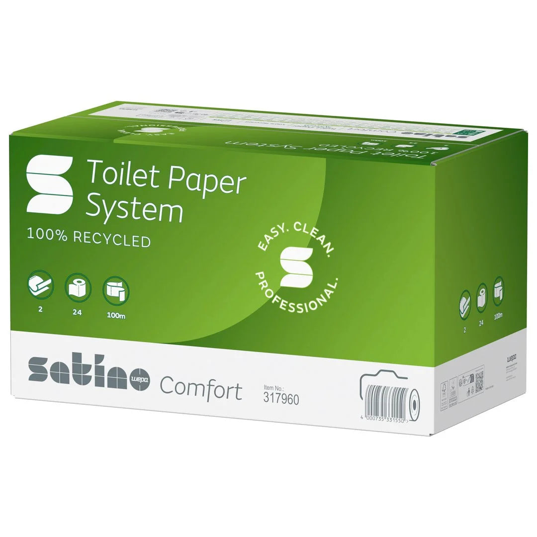 Satino Comfort 2-lags system toiletpapirs rulle - 100m - 24 ruller