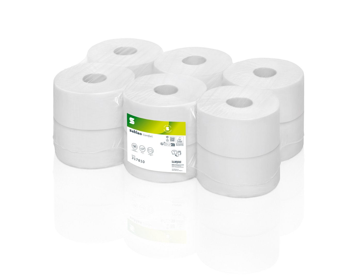 Satino comfort mini toilet jumboruller - 175 m 2-lags, 12 ruller